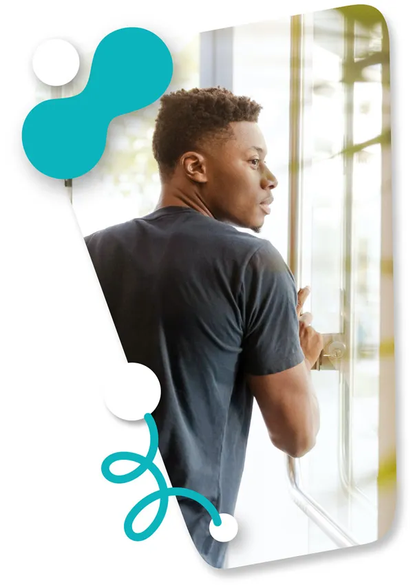 Young student looking back at the opportunities